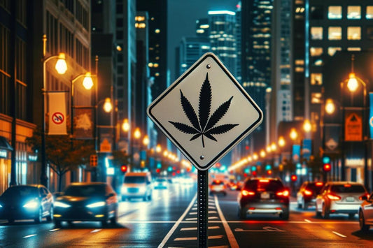 Cartello della cannabis in mezzo alla strada