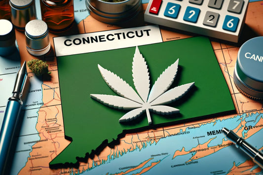 Cartello della cannabis e mappa del Connecticut