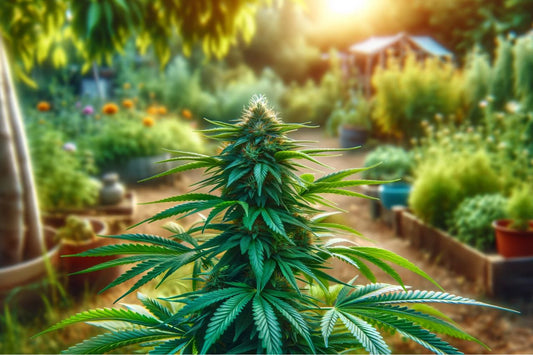  Pianta di cannabis in un giardino