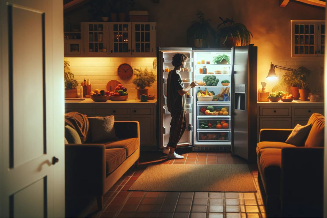 Una persona che apre un frigorifero