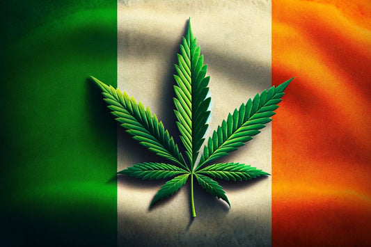 Bandiera irlandese e una foglia di cannabis