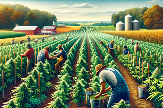 Un dipinto di una fattoria di cannabis