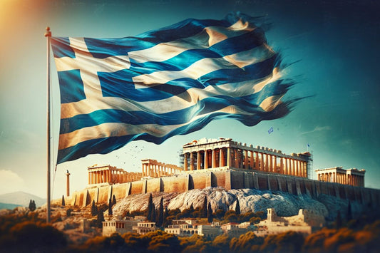 Bandiera della Grecia sull'Acropoli