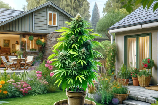 Pianta di cannabis in un giardino