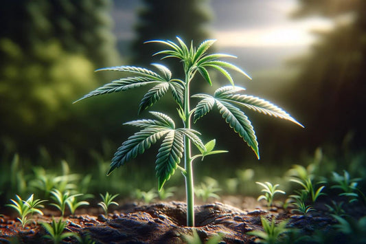 Lo stadio iniziale di una pianta di cannabis in crescita