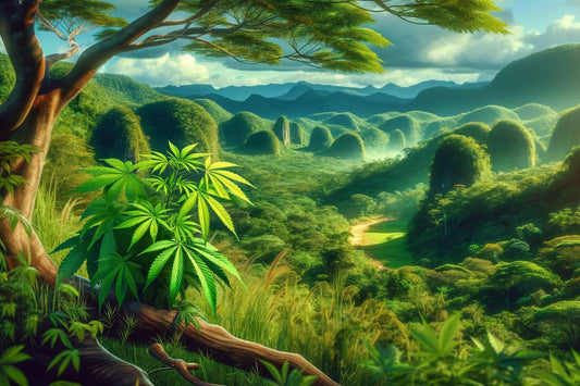 Pianta di cannabis nella foresta