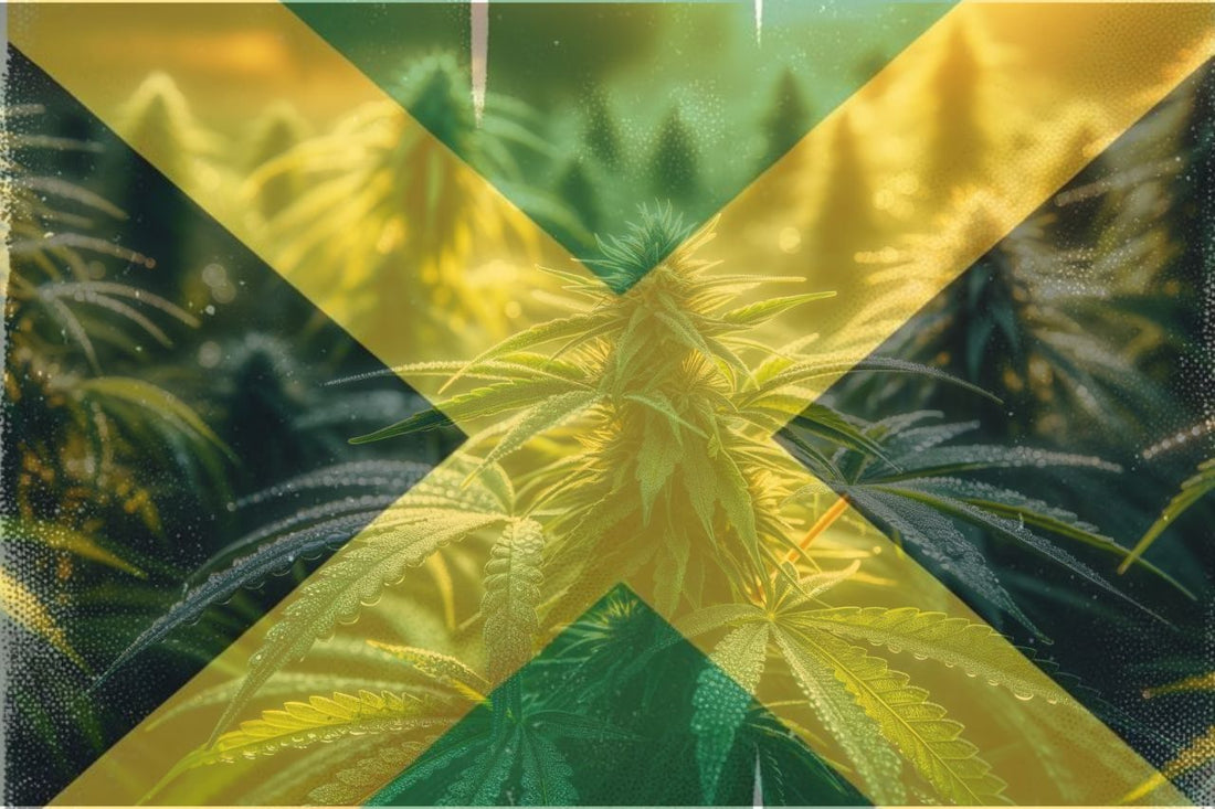Cannabis e bandiera giamaicana