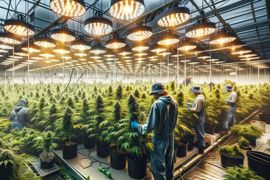 Una coltivazione di cannabis indoor