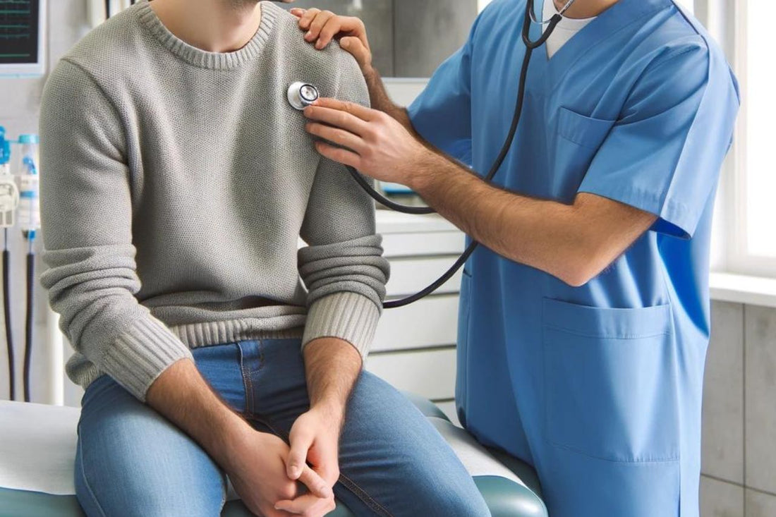Il medico controlla un paziente con fibrosi cistica