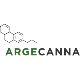 Logo dell'associazione dell'industria della cannabis ARGECANNA in verde e grigio su uno sfondo trasparente.