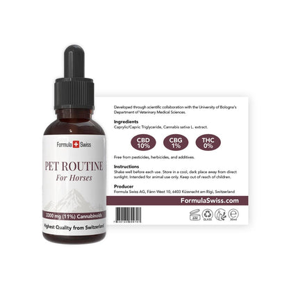 Formula Swiss Pet Routine per cavalli – olio di CBD 10% CBD: flacone con etichetta