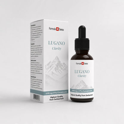 Flacone e confezione di Lugano Clarity di Formula Swiss su sfondo bianco